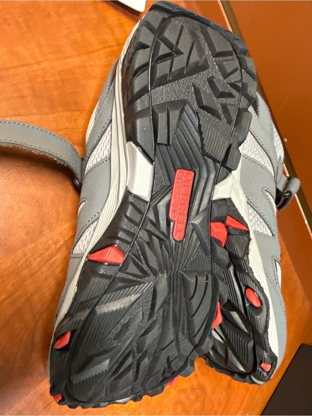 Merrell Kids Gray and Red Trail Sneakers - Picture 9 of 10